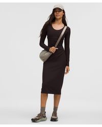 lululemon - All Aligned Ribbed Long-Sleeve Midi Dress - Lyst