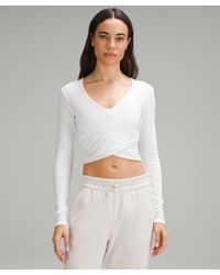 lululemon - Wrap-front Ribbed Long-sleeve Top - Lyst