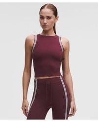 lululemon - – Groove High-Neck Tank Top Stripe Trim – Color Burgundy/ – Size 4 - Lyst