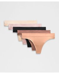 lululemon - – Underease Mid-Rise Thong Underwear 5 Pack – /Khaki – Size Large - Lyst