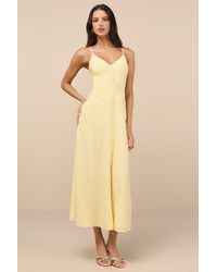 Lulus - Sanya Button-Front Sleeveless Midi Dress - Lyst