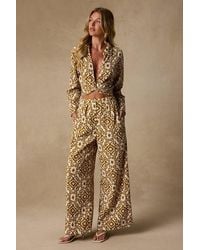 Lulus - Cove Ivory And Boho Print Wide-Leg Trousers - Lyst