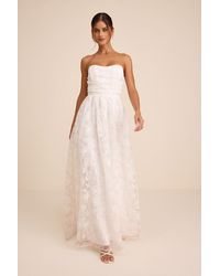Lulus - Roslyn Embroidered Strapless Bustier Maxi Dress - Lyst