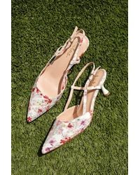 Lulus - Talia Floral Pointed-Toe Slingback Pumps - Lyst