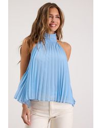 Lulus - Twyla Pleated Halter Tank Top - Lyst