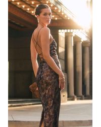 Lulus - Sheeva Shiny Multi Abstract Satin Lace-Up Maxi Dress - Lyst