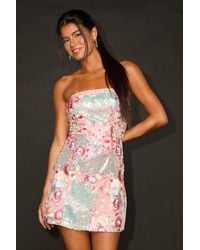 Lulus - Tiffy Multi Sequin Embroidered Strapless Mini Dress - Lyst