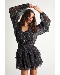 Lulus - Christy Floral Button-Front Long Sleeve Mini Dress - Lyst