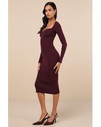 Lulus - Fall Feelings Ribbed Bodycon Midi Dress - Lyst