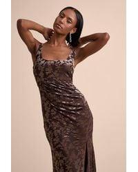 Lulus - Miraya Dark Burnout Velvet Maxi Dress - Lyst