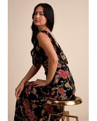 Lulus - Prim Multi Floral Burnout Velvet Cowl Back Maxi Dress - Lyst