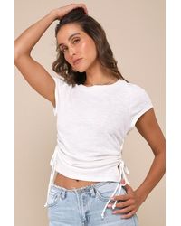 Lulus - Sweet Forever Burnout Ruched Short Sleeve Tee - Lyst