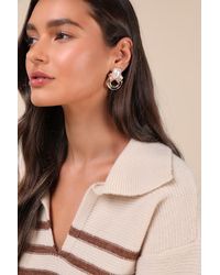 Lulus - Special Essence Pearl Abstract Statement Earrings - Lyst