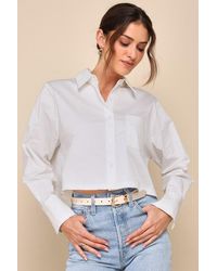 Lulus - Effortlessly Elevated Cropped Button-Up Top - Lyst