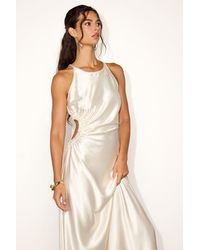 Lulus - Cherita Satin Cutout Maxi Dress - Lyst