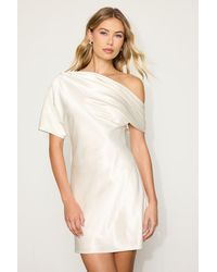 Lulus - Maralina Satin Asymmetrical Mini Dress - Lyst
