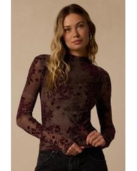 Lulus - Tini Floral Velvet Long Sleeve Top - Lyst