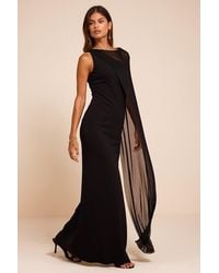Lulus - Stassi Asymmetrical Cape Maxi Dress - Lyst