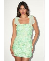 Lulus - Emphatically Adorable Light Floral Tie-Strap Mini Dress - Lyst