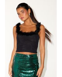 Lulus - Araceli Feather Trim Tank Top - Lyst