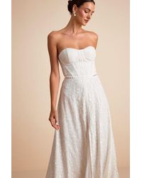 knee length dresses for ladies Valeria White Lace Strapless Bustier Maxi Dress  Endless