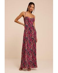 Lulus - Kendlyn Multi Floral Plisse Maxi Dress - Lyst