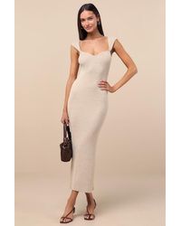 Lulus - Chiara Ribbed Knit Cap Sleeve Midi Dress - Lyst