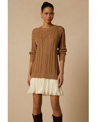 Lulus - Alvie Cable Knit Drop Waist Sweater Dress - Lyst