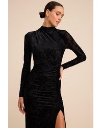 Lulus - Neilina Velvet Jacquard Mock Neck Maxi Dress - Lyst