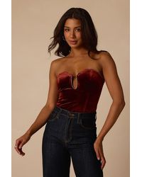 Lulus - Cha Cha Velvet Strapless Bodysuit - Lyst