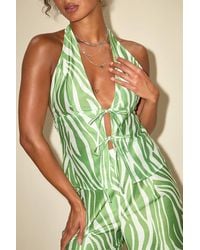 Lulus - Meris Zebra Print Tie-Front Halter Top - Lyst