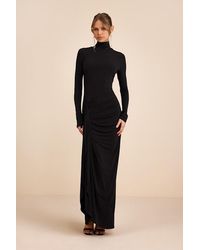 Lulus - Tassana Jersey Knit Mock Neck Maxi Dress - Lyst