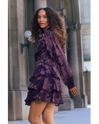 Lulus - Maeve Floral Burnout Tiered Mini Dress - Lyst
