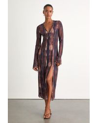 Lulus - Aymeline And Abstract Long Sleeve Midi Dress - Lyst