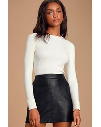 Lulus Basics - Karlee Ribbed Knit Long Sleeve Sweater Top - Lyst