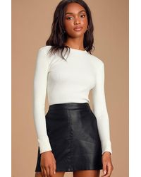 Lulus Basics - Karlee Ribbed Knit Long Sleeve Sweater Top - Lyst
