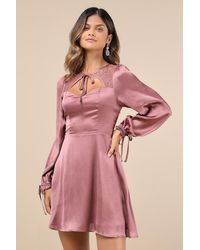 Lulus - Consistent Beauty Lace Cutout Long Sleeve Mini Dress - Lyst