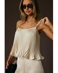 Lulus - Caspian Cream Satin Pleated Cami Top - Lyst