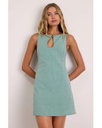 Lulus - Connoly Gingham Keyhole Cutout Mini Dress - Lyst