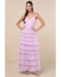 Lulus - Radiant Event Mesh Tiered Ruffled Backless Maxi Dress - Lyst