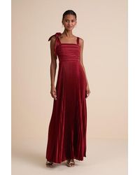 Lulus - Gorgeous Purpose Satin Pleated Sleeveless Bow Maxi Dress - Lyst