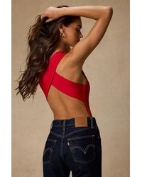 Lulus - Emerson Slinky Knit Cross-Back Bodysuit - Lyst