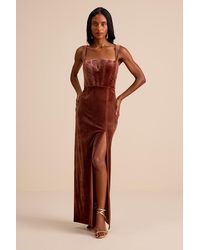 Lulus - Pristine Luxury Dark Velvet Bustier Maxi Dress - Lyst