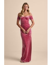 Lulus - Glorious Celebration Velvet Off-The-Shoulder Maxi Dress - Lyst