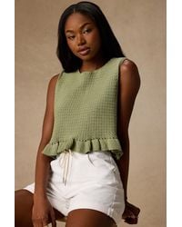 Lulus - Flouncin' Around Dusty Cropped Ruffled Sweater Tank - Lyst