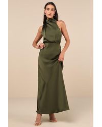Lulus - Distinctive Charm Satin Asymmetrical Maxi Dress - Lyst