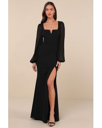 Lulus - Composed Elegance Balloon Sleeve Mermaid Maxi Dress - Lyst