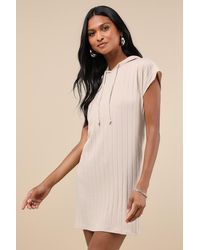 Lulus - Effortless Option Ribbed Hooded Short Sleeve Mini Dress - Lyst