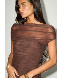 Lulus - Sunama Mesh Ruched Bodycon Midi Dress - Lyst