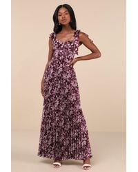 Lulus - Illustrious Aura Floral Bustier Tie-Strap Maxi Dress - Lyst